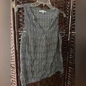 Monochrome Striped V-Neck Blouse